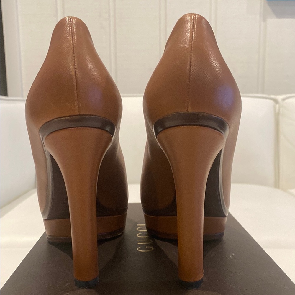 Authentic Gucci Women's Brown Platform Heels - Picture 4 of 11